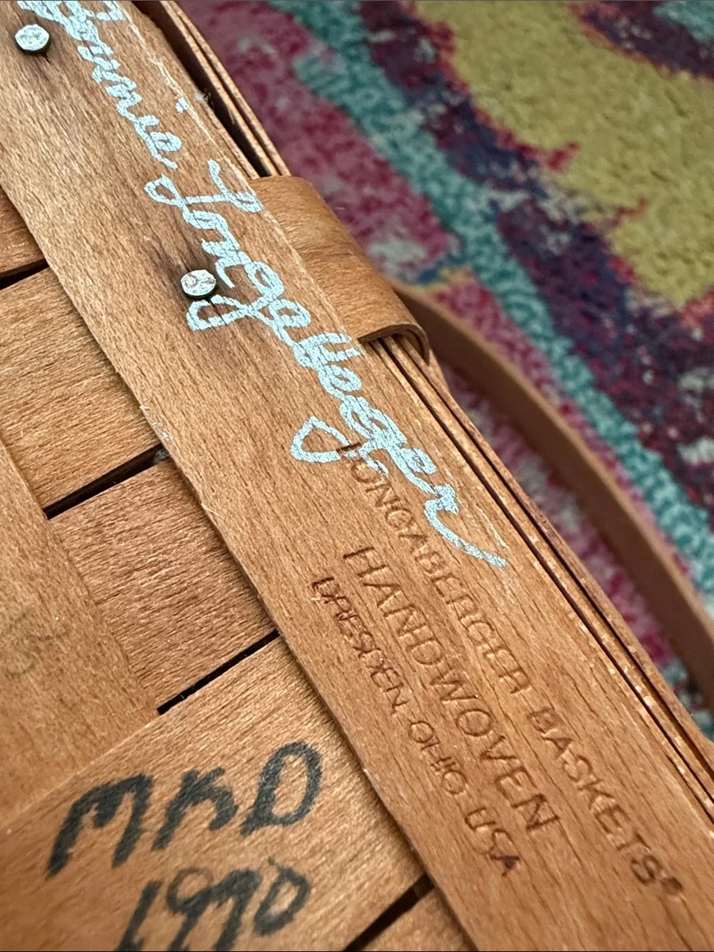Vintage Signed by Grandma Bonnie Longaberger 1990 Tour Basket Handwoven Basket